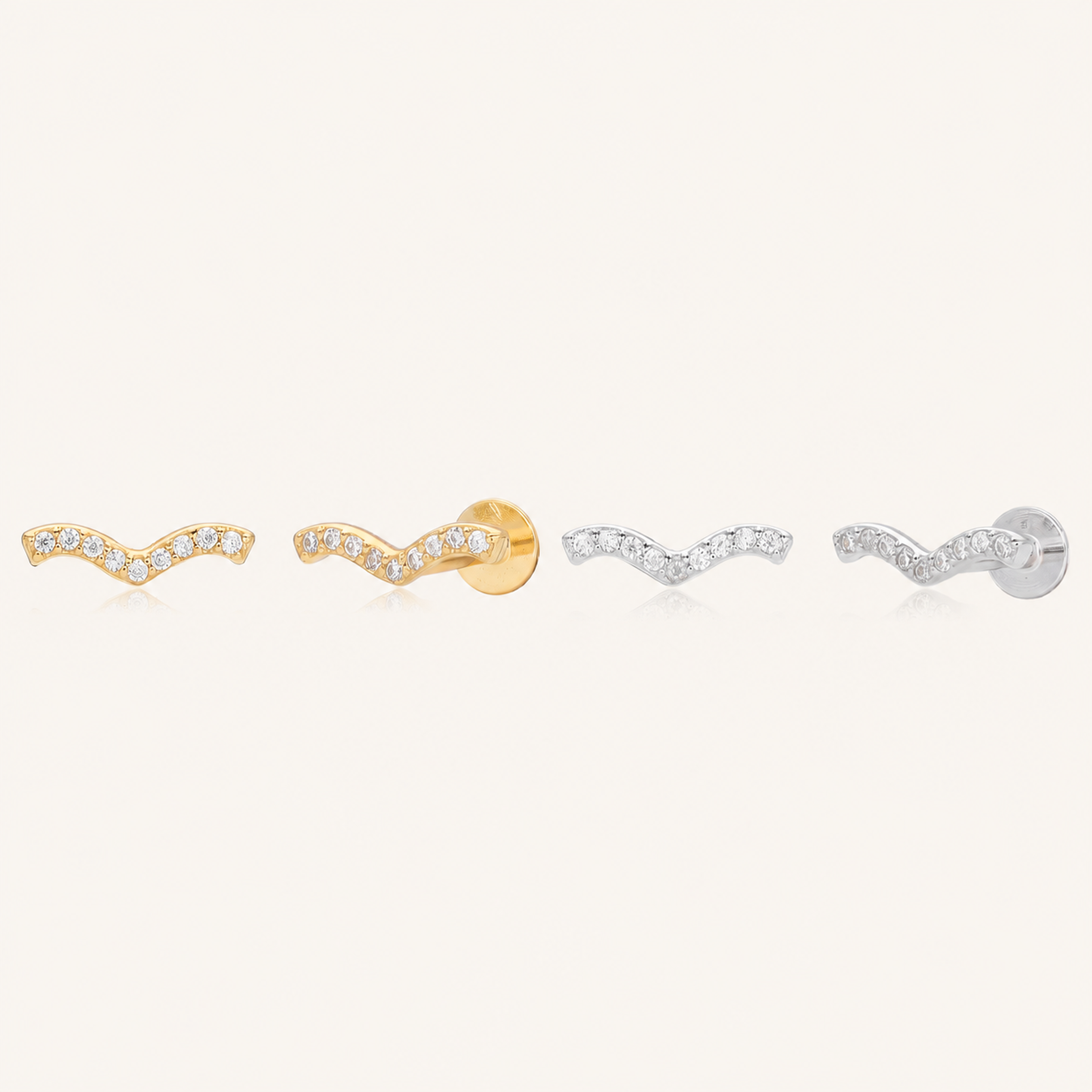 Sterling Silver Spiral Zirconia Cartilage Flat Back Earrings