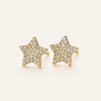 Sterling Silver Five-Point Star Zirconia Stud Earrings detail view