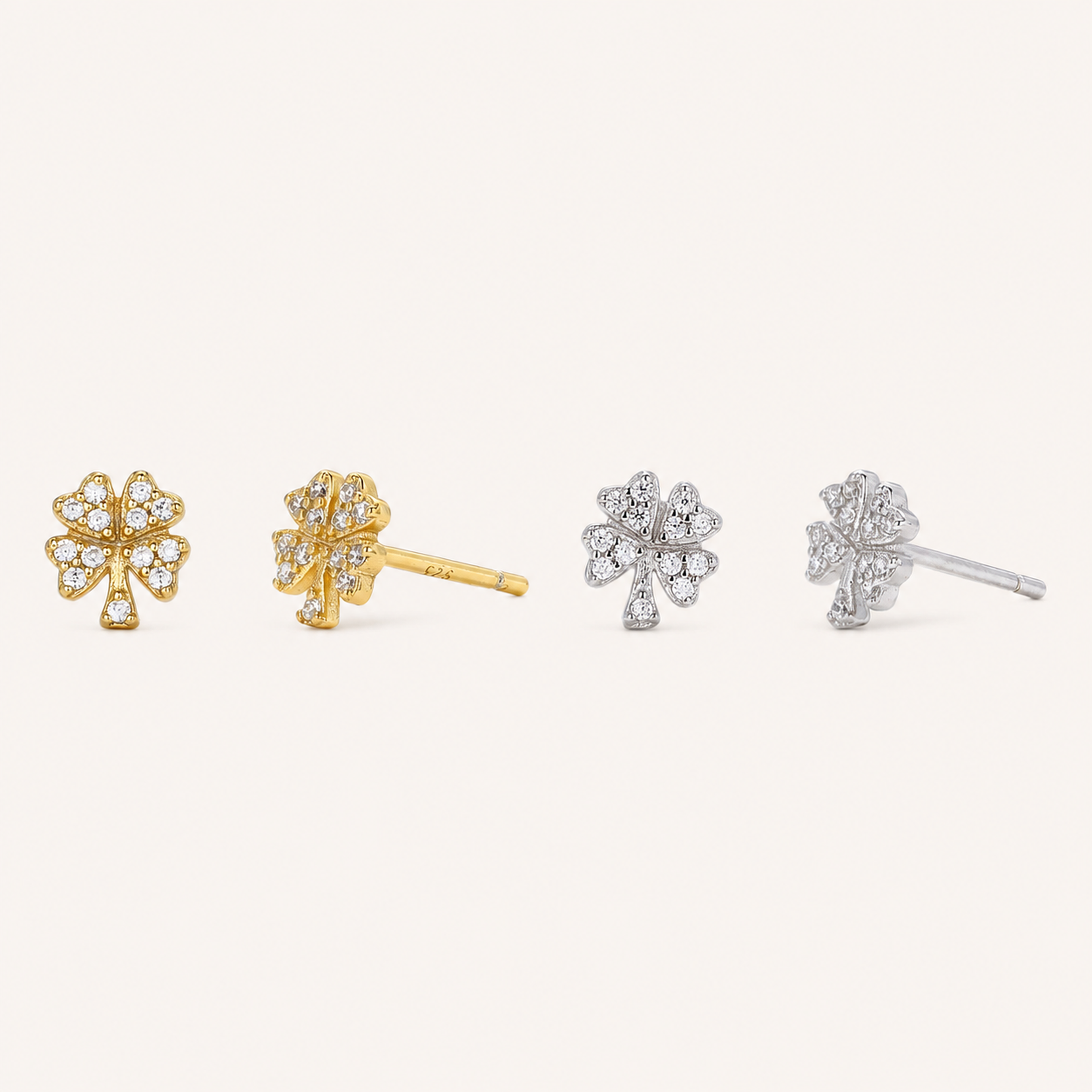 Sterling Silver Four-Leaf Clover Stud Earrings