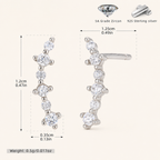 Sterling Silver Shooting Star Zirconia Stud Earrings - Platinum