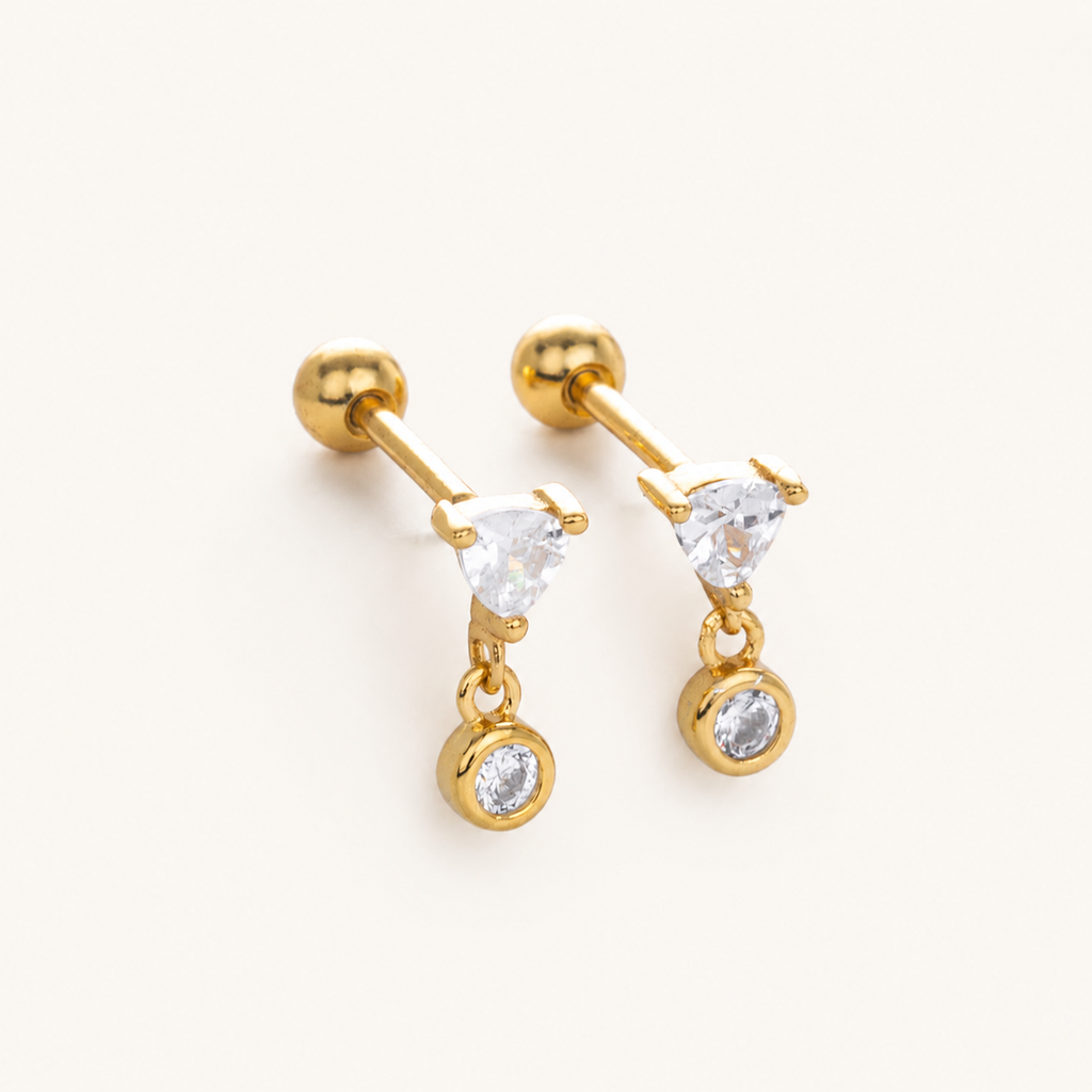 Sterling Silver Pave Zirconia Flat Back Earrings detail