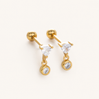 Sterling Silver Pave Zirconia Flat Back Earrings detail