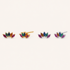 Sterling Silver Colorful Teardrop Zirconia Stud Earrings