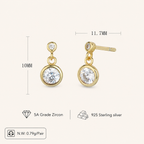 Sterling Silver Zirconia Tassel Stud Earrings - Gold