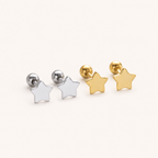 Sterling Silver Polished Five-Point Star Flat Back Earrings detail