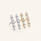 Sterling Silver Zirconia Bar Stud Earrings detail