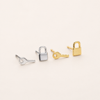 Sterling Silver Lock & Key Stud Earrings detail