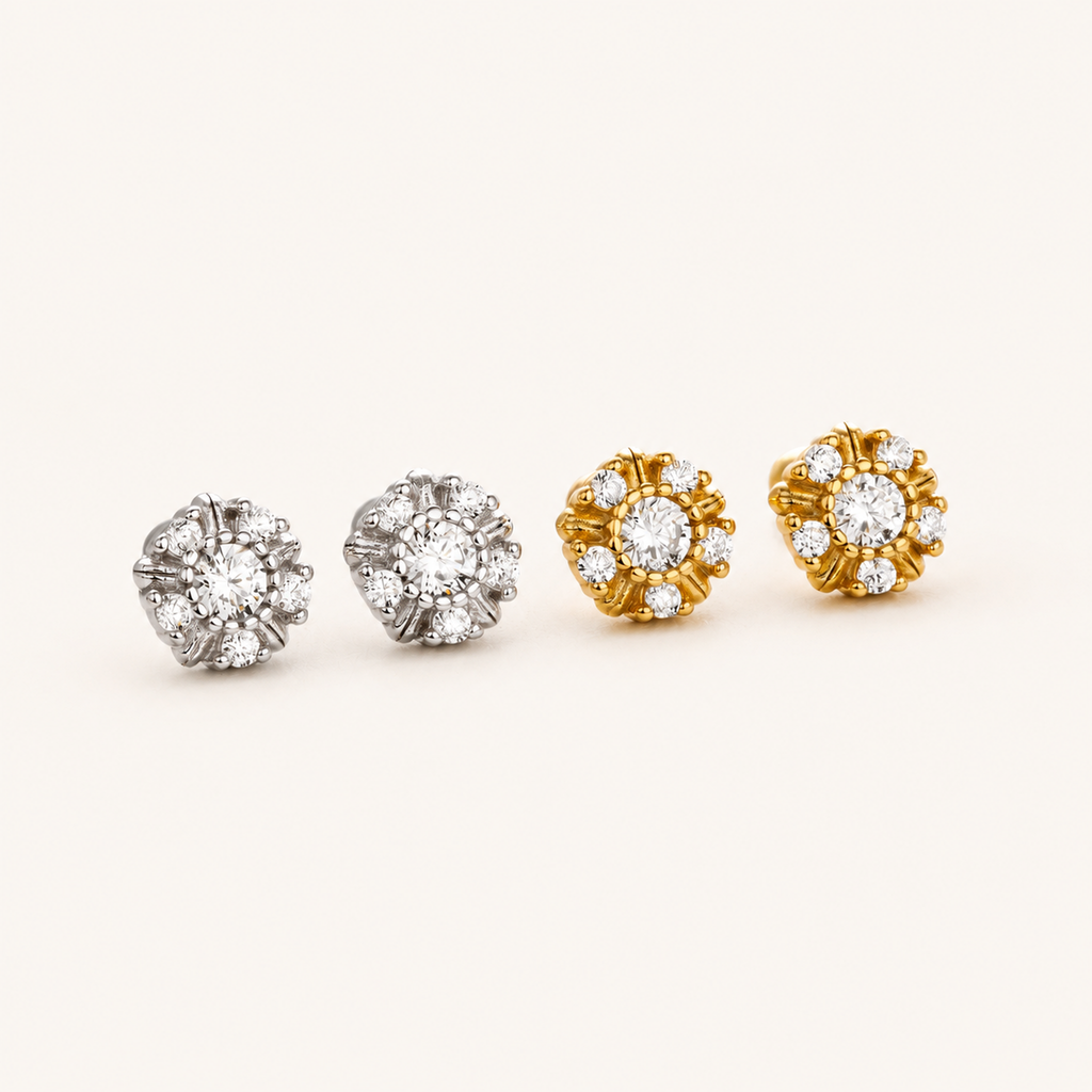 Sterling Silver Sunflower Flat Back Earrings detail view
