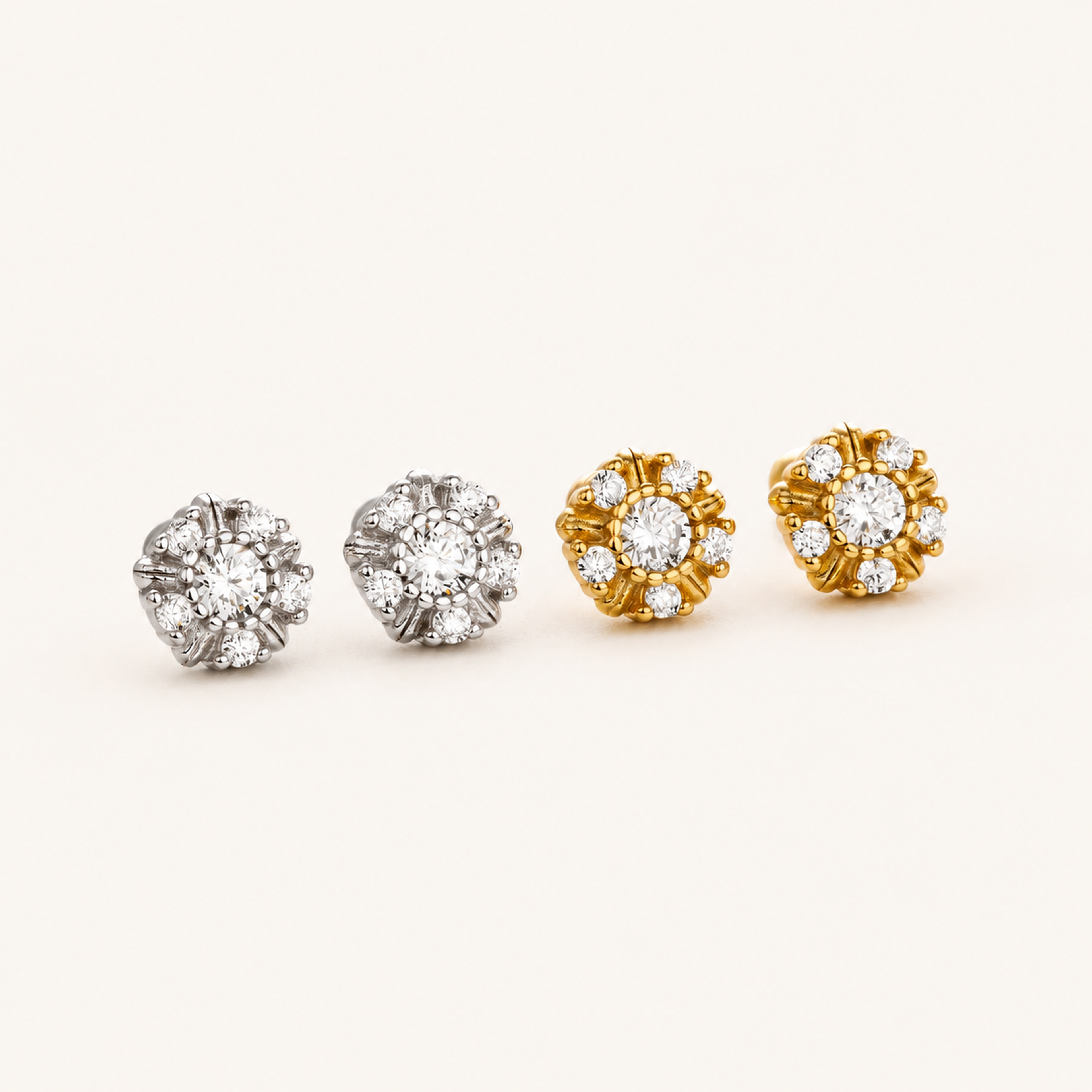 Sterling Silver Sunflower Flat Back Earrings detail view