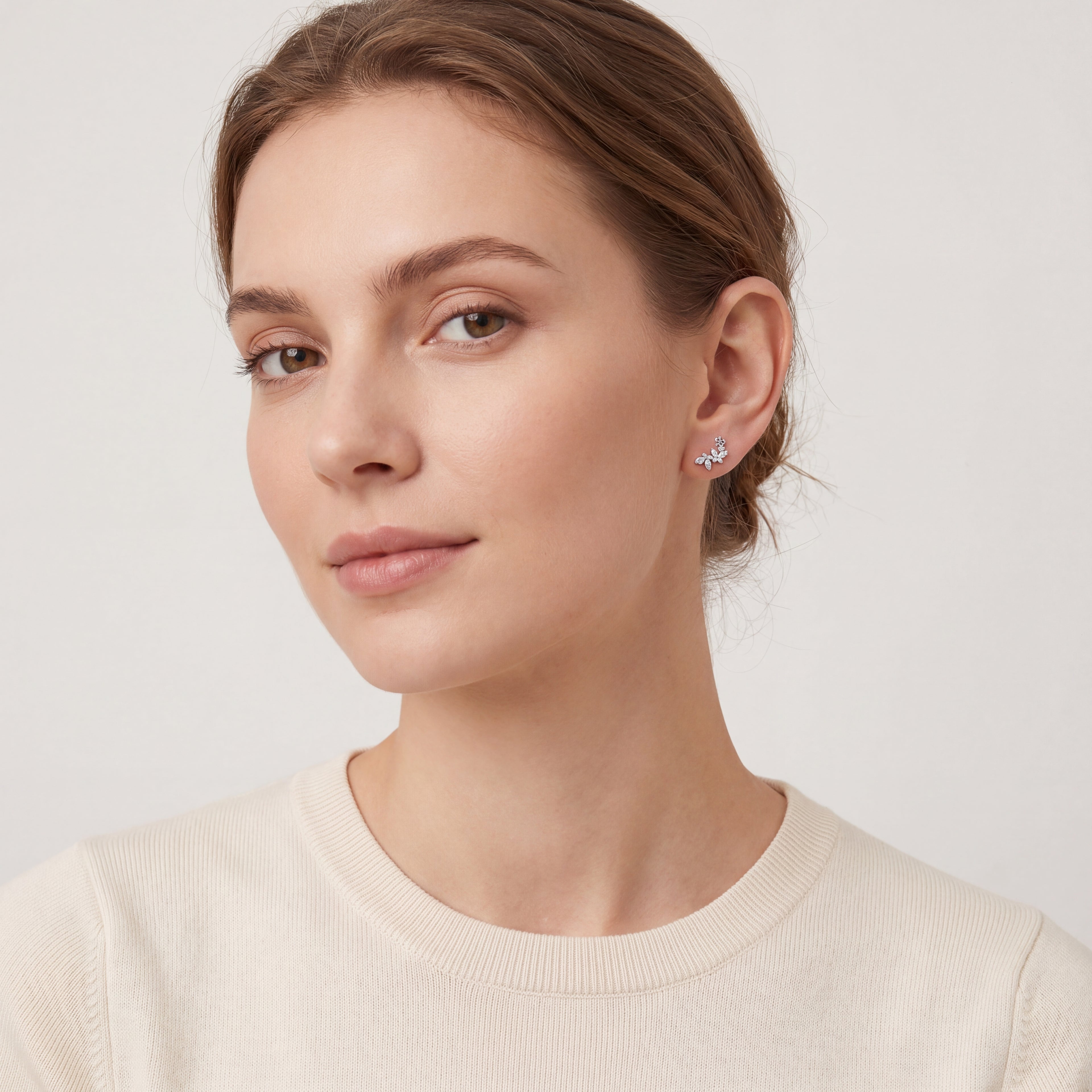 Butterfly Flower Crystal Titanium Flat Back Earring - image 3
