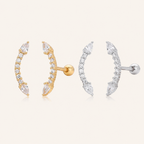 Sterling Silver Ball Zirconia Flat Back Earrings