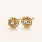 Sterling Silver Zirconia Twist Stud Earrings detail view