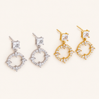 Sterling Silver French Pavé Zirconia Stud Earrings detail