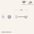 Sterling Silver Moissanite Four-Prong Solitaire Flat Back Earrings - Platinum / 4mm