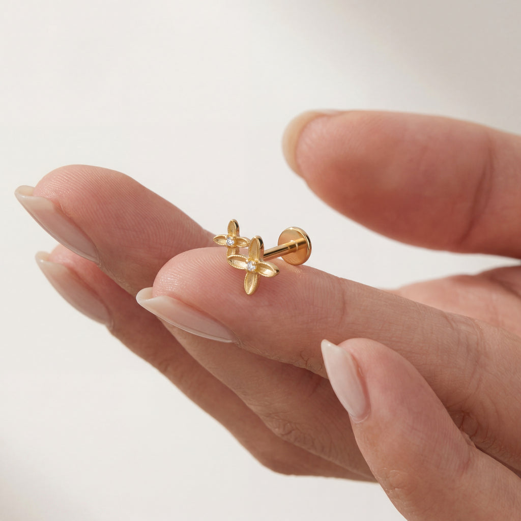 Osmanthus Crystal Titanium Stud Earrings - image 4