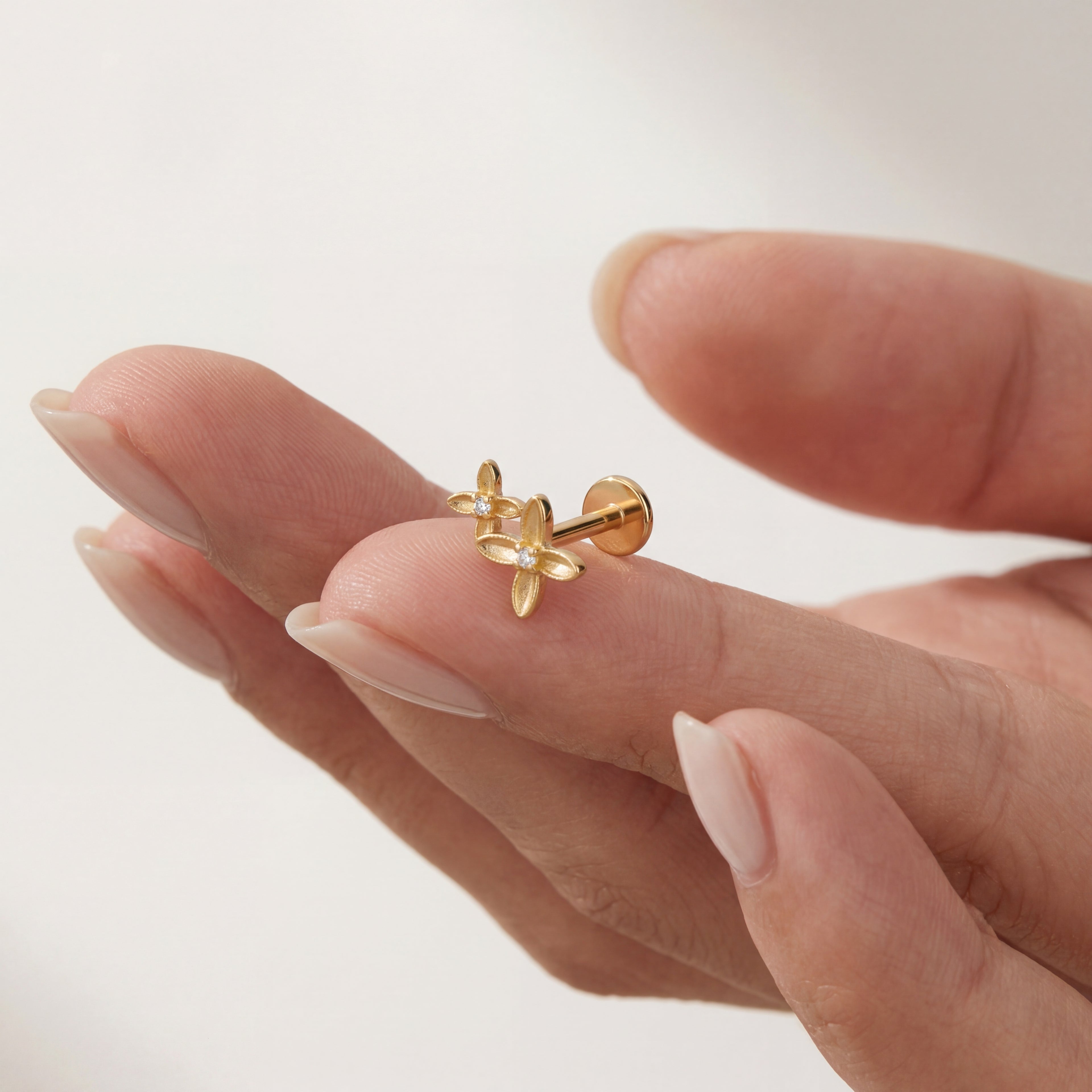 Osmanthus Crystal Titanium Stud Earrings - image 4