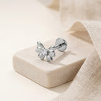 Bow Crystal Titanium Stud Earrings - image 5