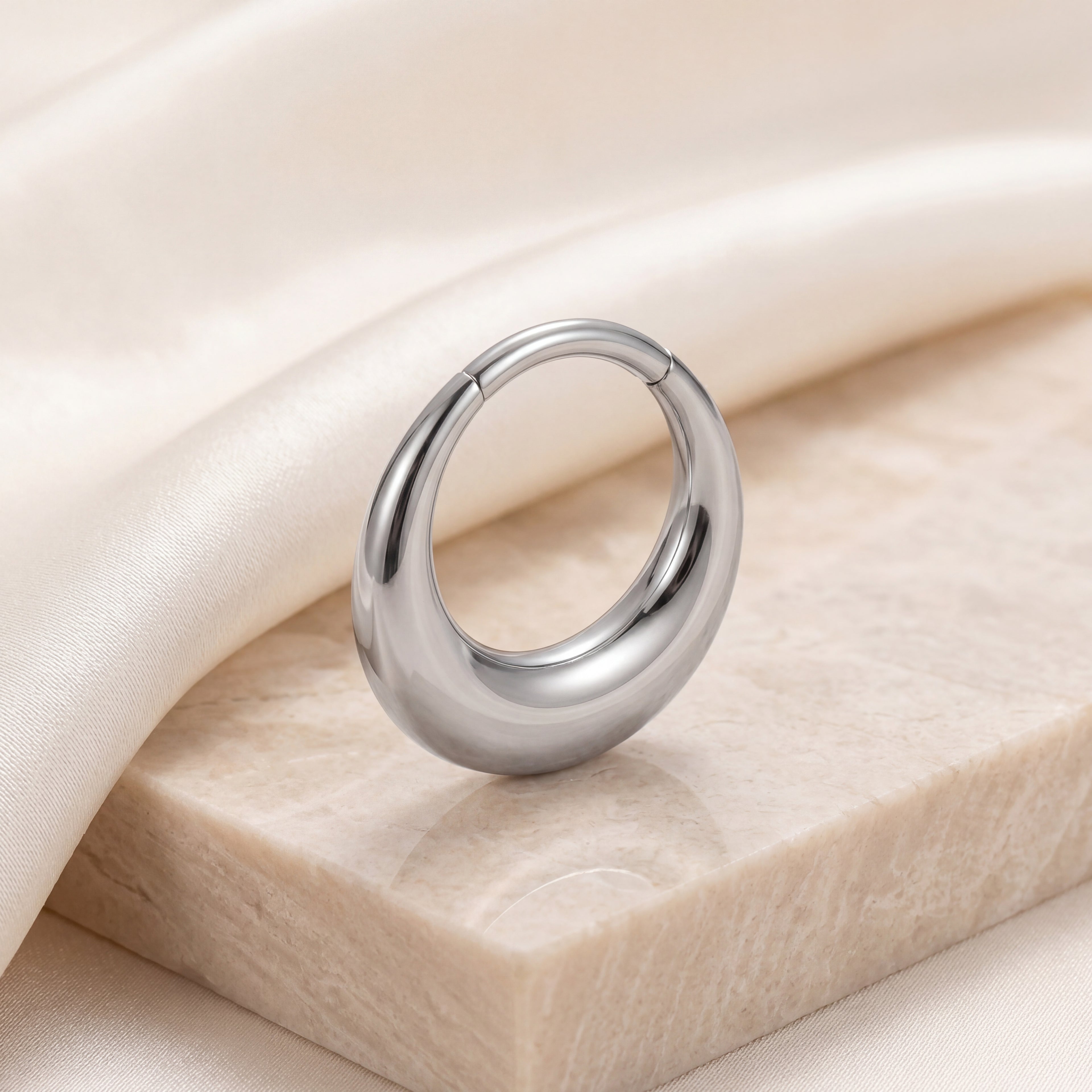 Smooth Puffy Titanium Hoop Earrings - image 5