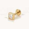 Geometric Square Titanium Stud Earrings - Gold