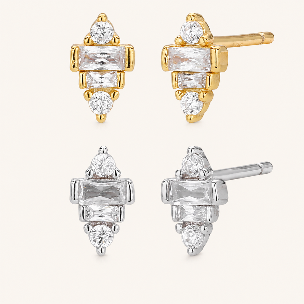 Sterling Silver Petite Zirconia Stud Earrings