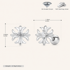 Sterling Silver Pinwheel Zirconia Flat Back Earrings - Platinum