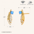 Sterling Silver Opal Feather Stud Earrings - Gold / Blue Opal