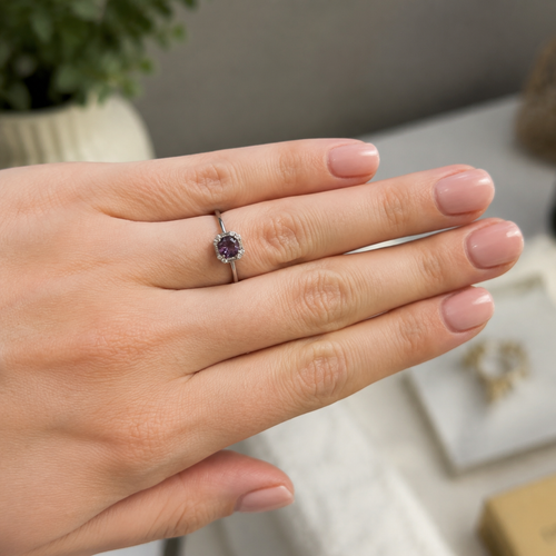 Colonnade Lab-Grown Alexandrite Ring worn on hand