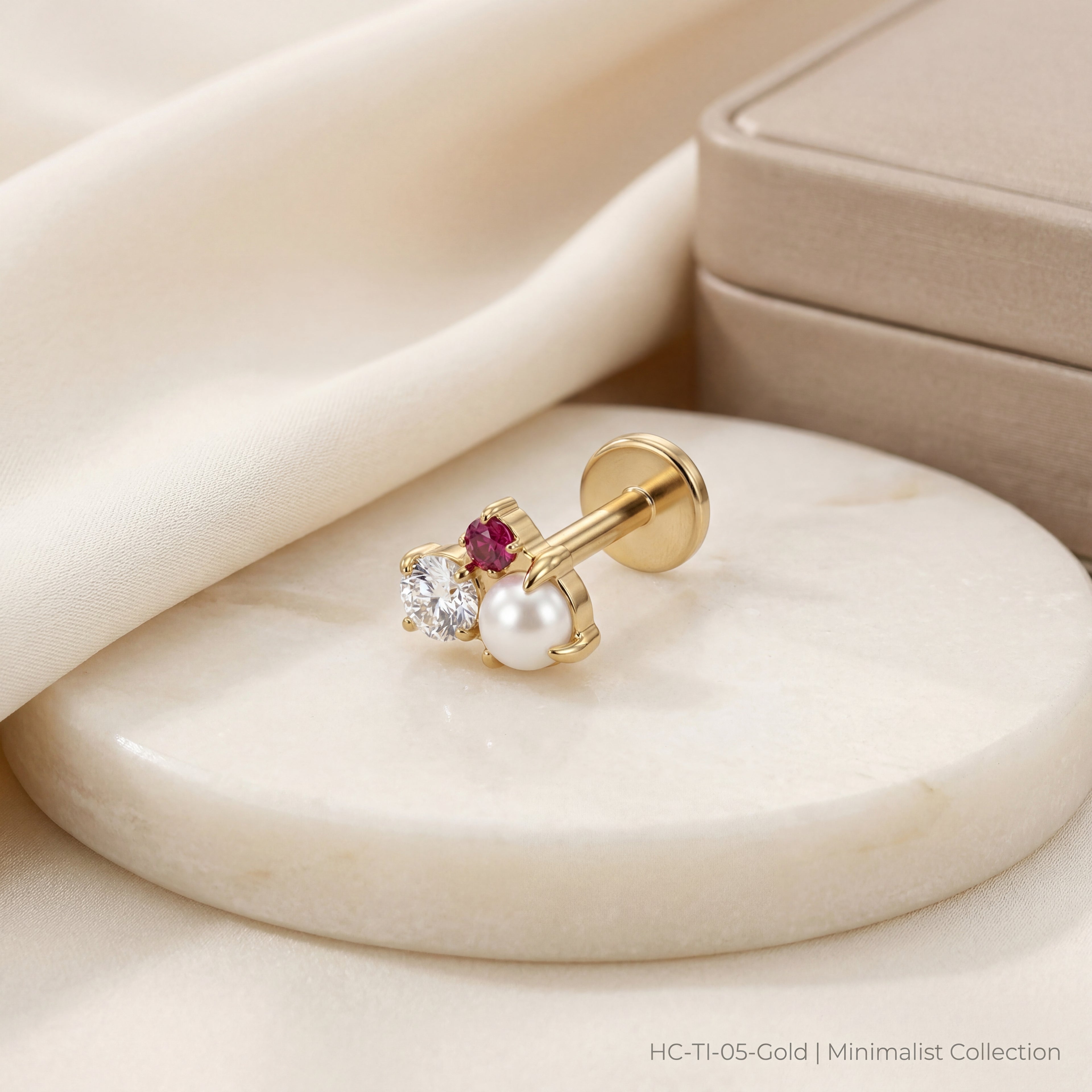 Pearl Cluster Titanium Stud Earrings - image 5