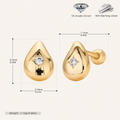 Sterling Silver Minimalist Zirconia Flat Back Earrings - Gold
