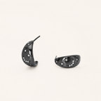 Sterling Silver Pave Star and Moon Stud Earrings detail view