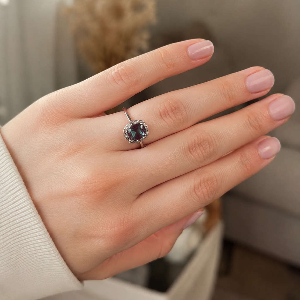 Lacelight Lab-Grown Alexandrite Ring worn on hand