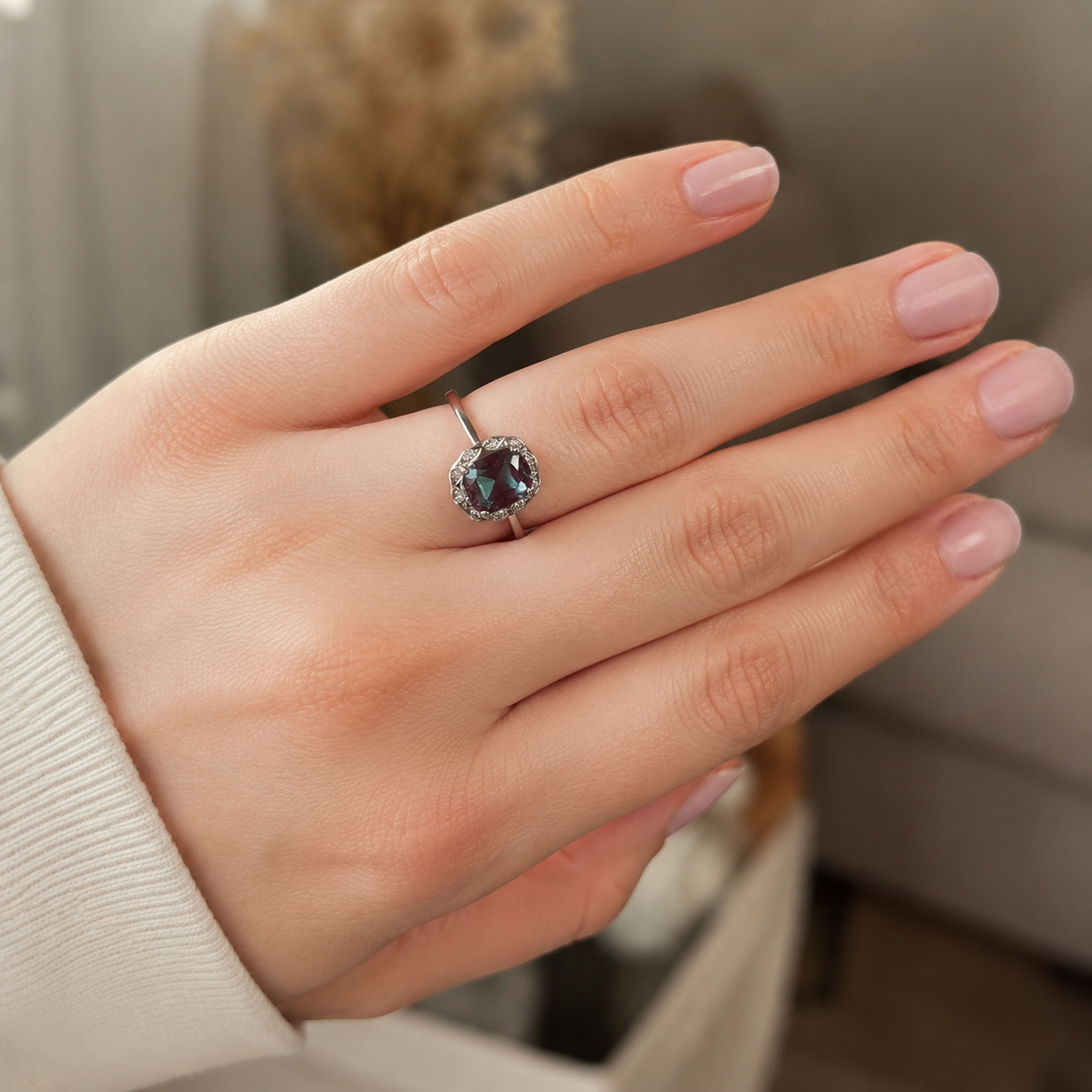 Lacelight Lab-Grown Alexandrite Ring worn on hand