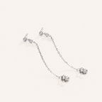 Sterling Silver Round Cubic Zirconia Chain Drop Earrings detail