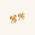 Sterling Silver Three-Leaf Clover Stud Earrings detail