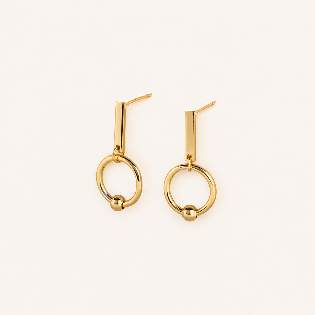 Sterling Silver Crossed Double Ring Stud Earrings detail