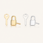 Sterling Silver Lock & Key Stud Earrings