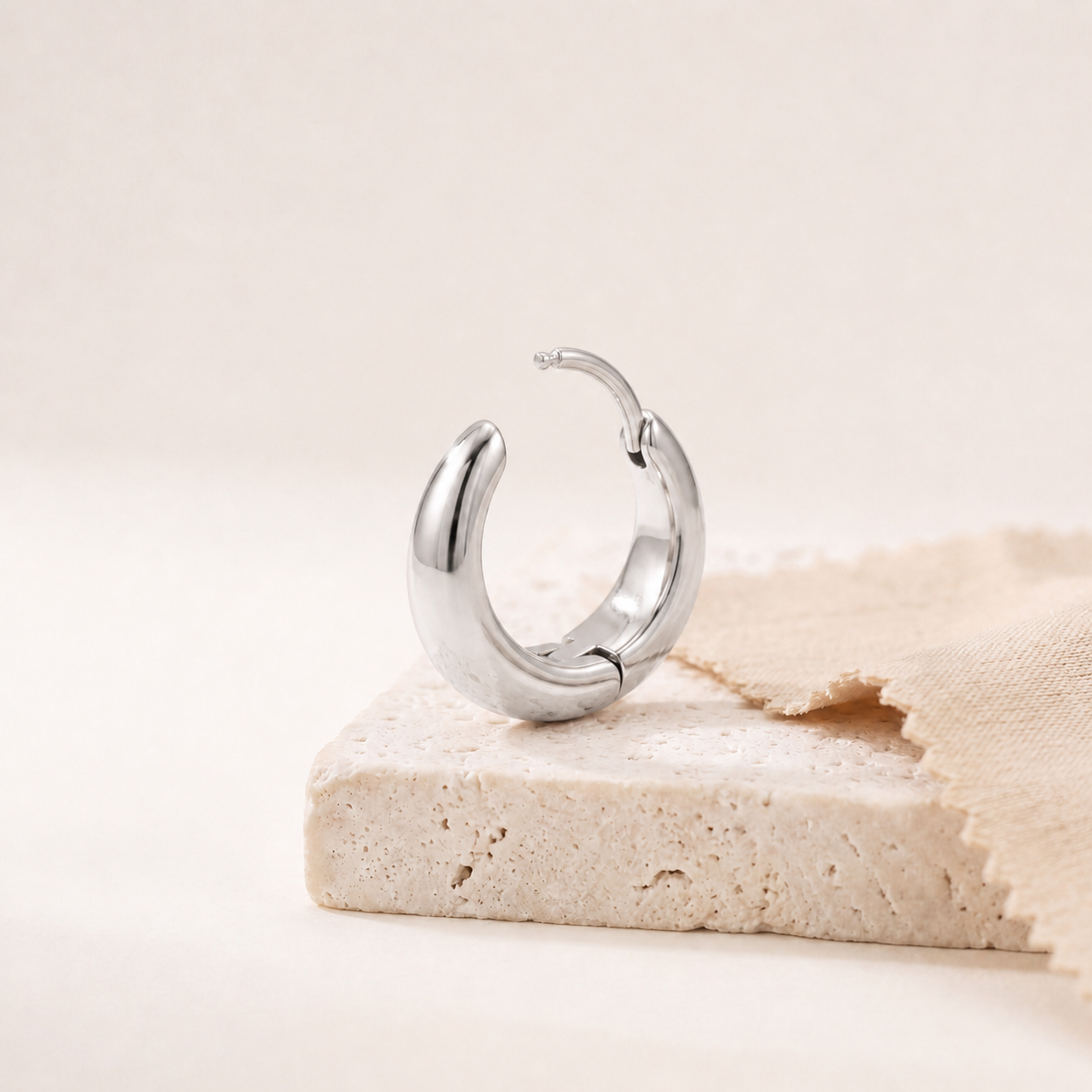 Rounded Titanium Huggie Hoop Earrings - image 5