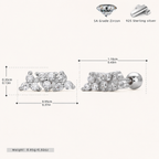 Sterling Silver Twisted Zirconia Ball Cartilage Flat Back Earrings - Platinum