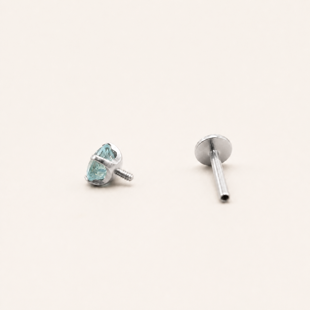 Titanium Paraiba Apatite Flat Back Stud Earrings