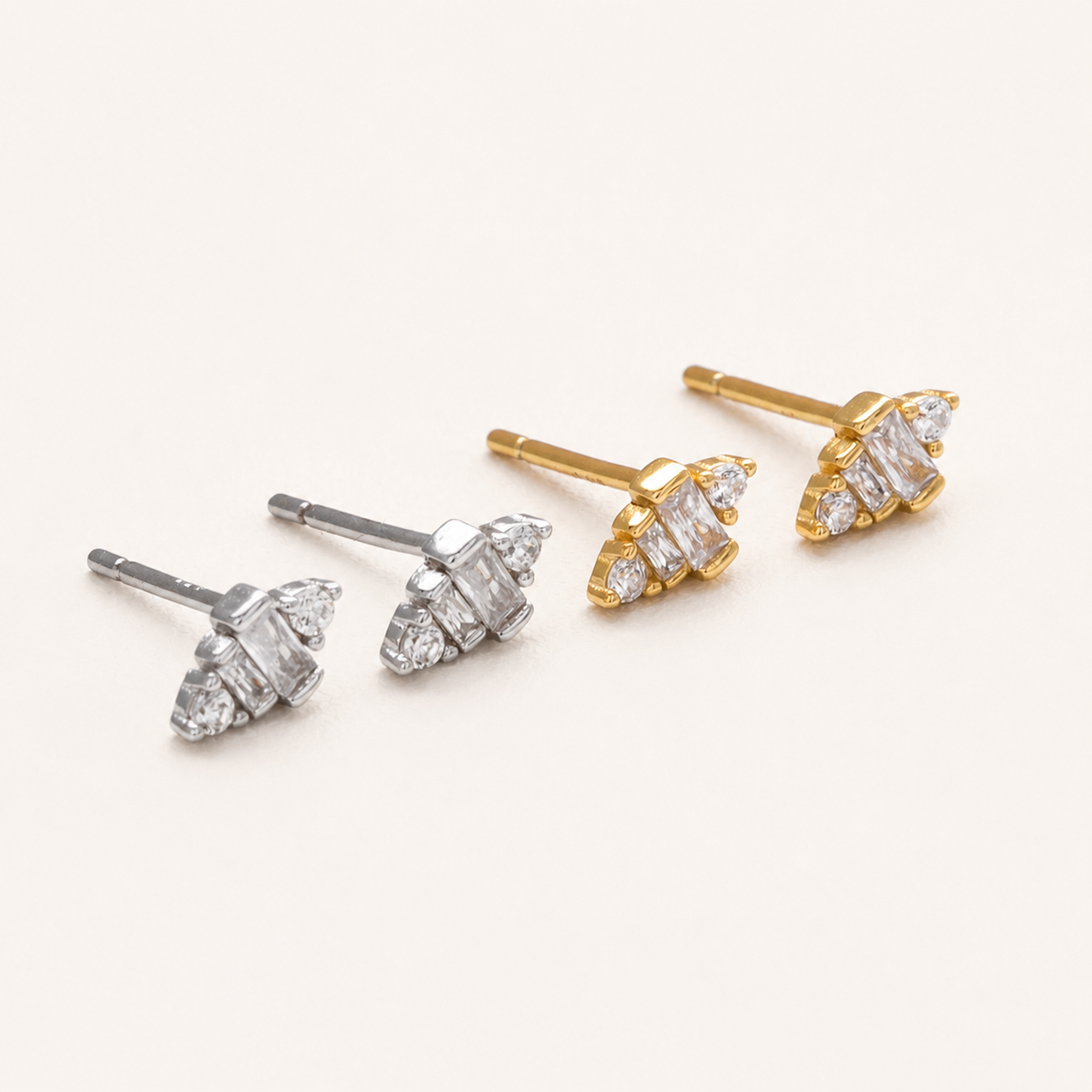 Sterling Silver Petite Zirconia Stud Earrings detail