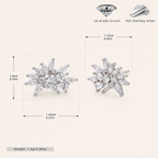 Sterling Silver Snowflake Zirconia Stud Earrings - Platinum