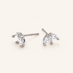 Sterling Silver Marquise Zirconia Crown Stud Earrings detail view