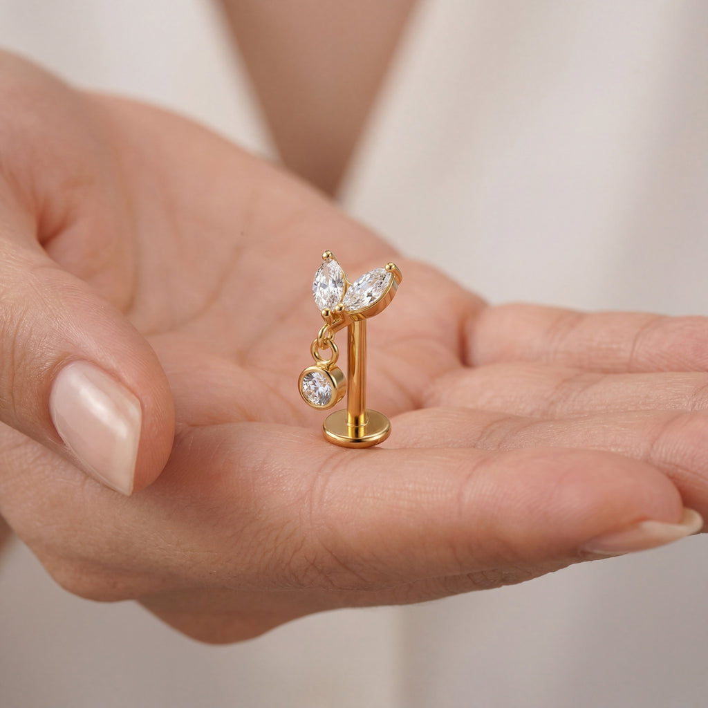 Marquise Drop Titanium Stud Earrings - image 4