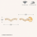 Sterling Silver Spiral Zirconia Cartilage Flat Back Earrings - Gold