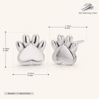 Sterling Silver Cat Paw Stud Earrings - Platinum