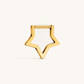 Open Star Titanium Hoop Earrings - Gold