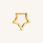 Open Star Titanium Hoop Earrings - Gold