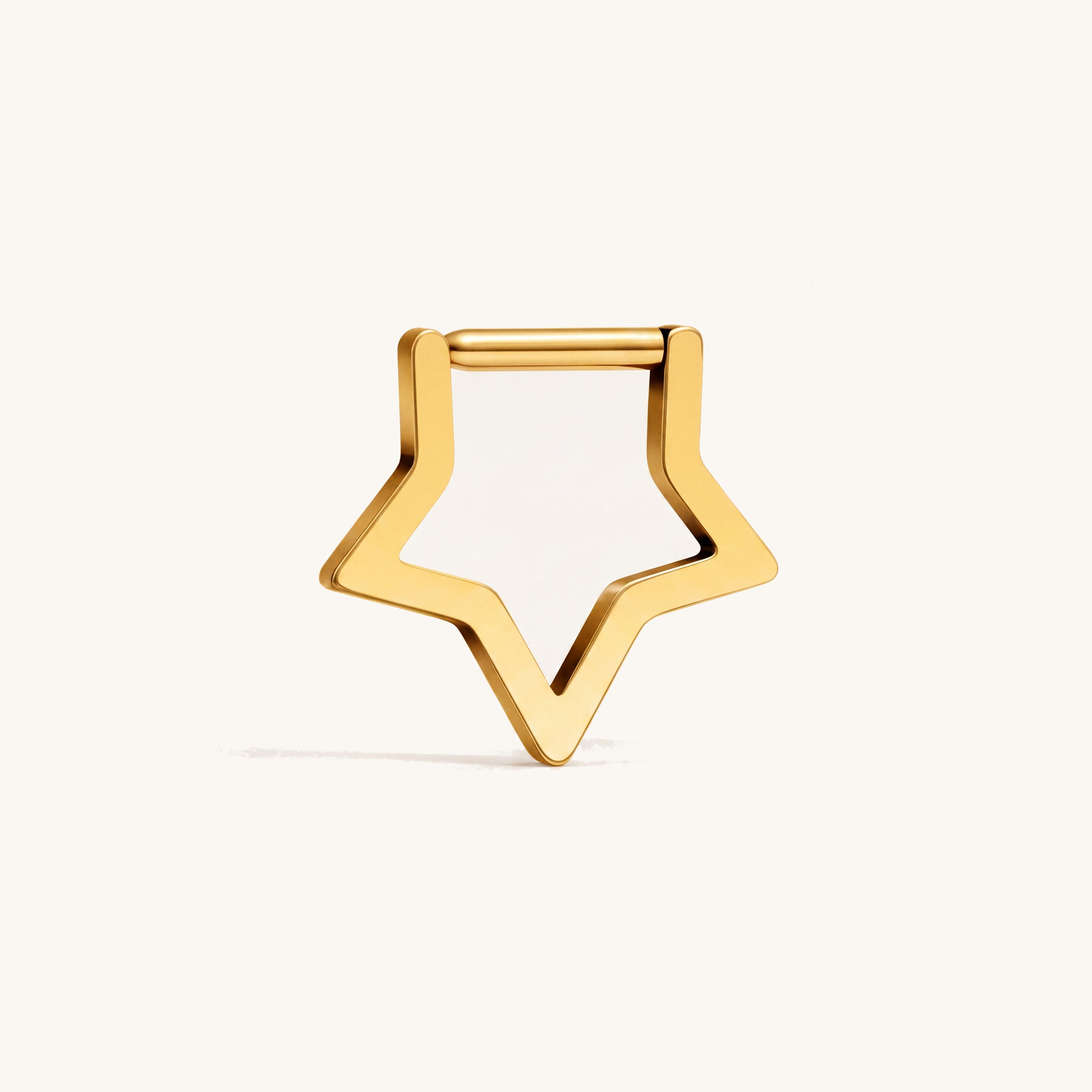 Open Star Titanium Hoop Earrings - Gold