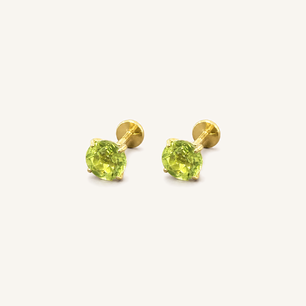 Titanium Peridot Flat Back Stud Earrings