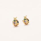 Sterling Silver Color Zirconia Ladybug Stud Earrings detail view